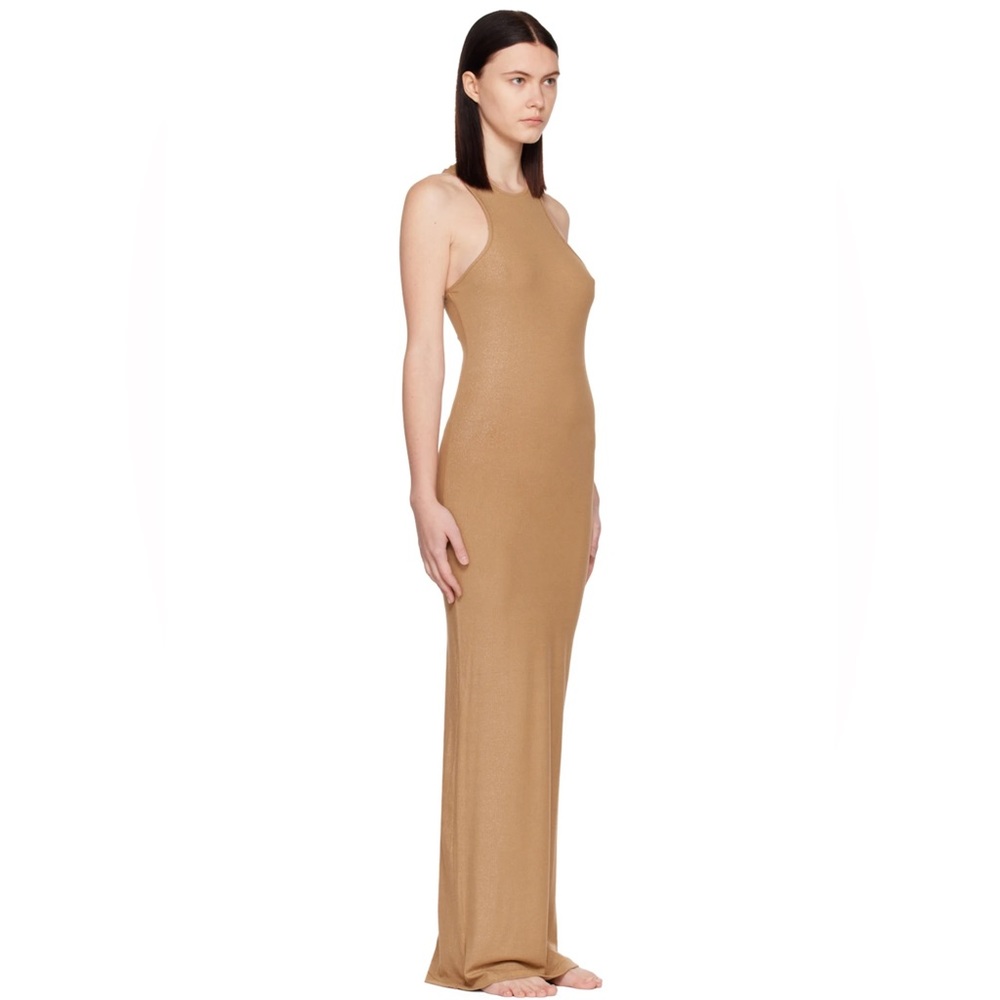NWOT SKIMS beige shimmer maxi dress size XXS